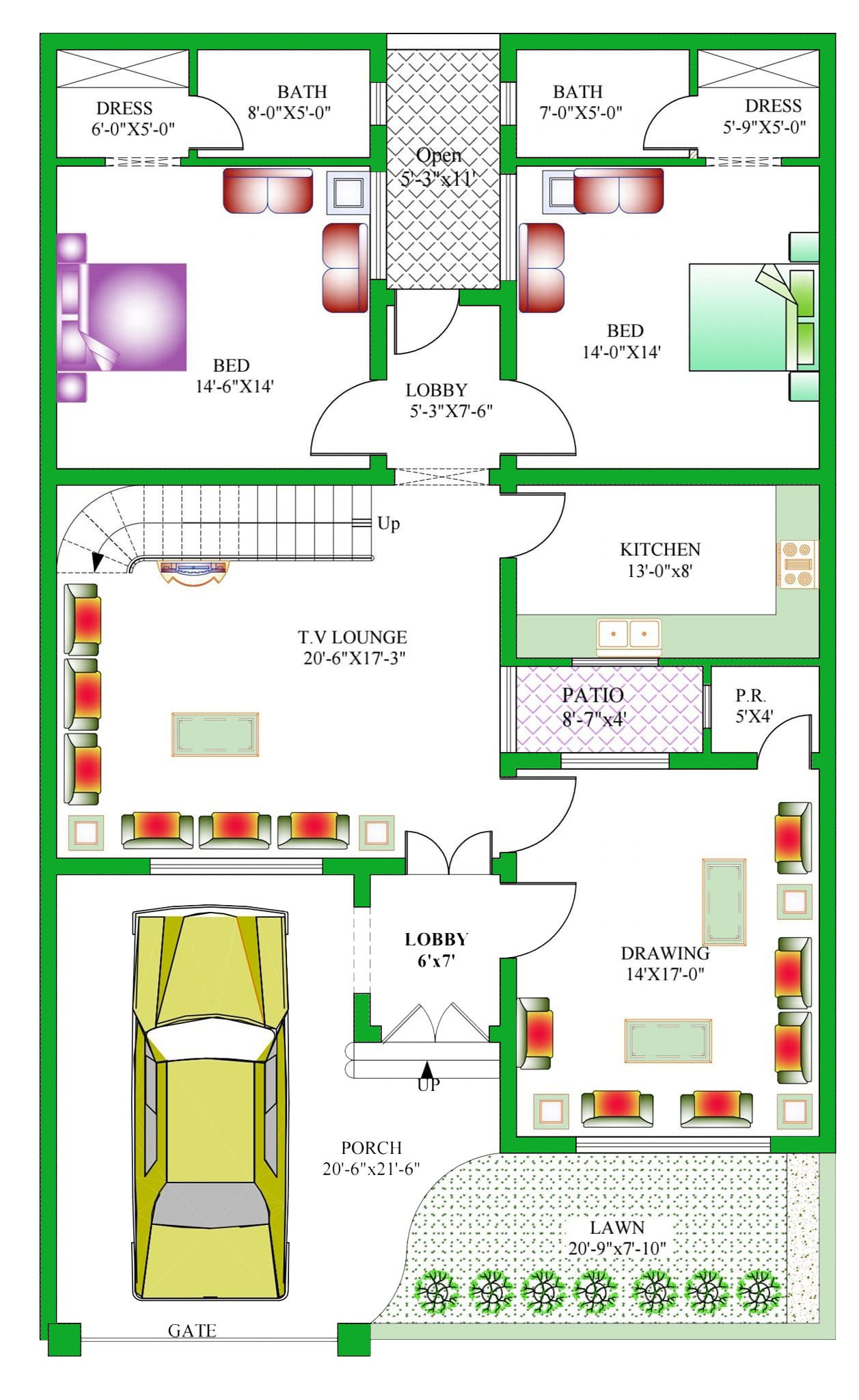 30x60 House Floor Plan