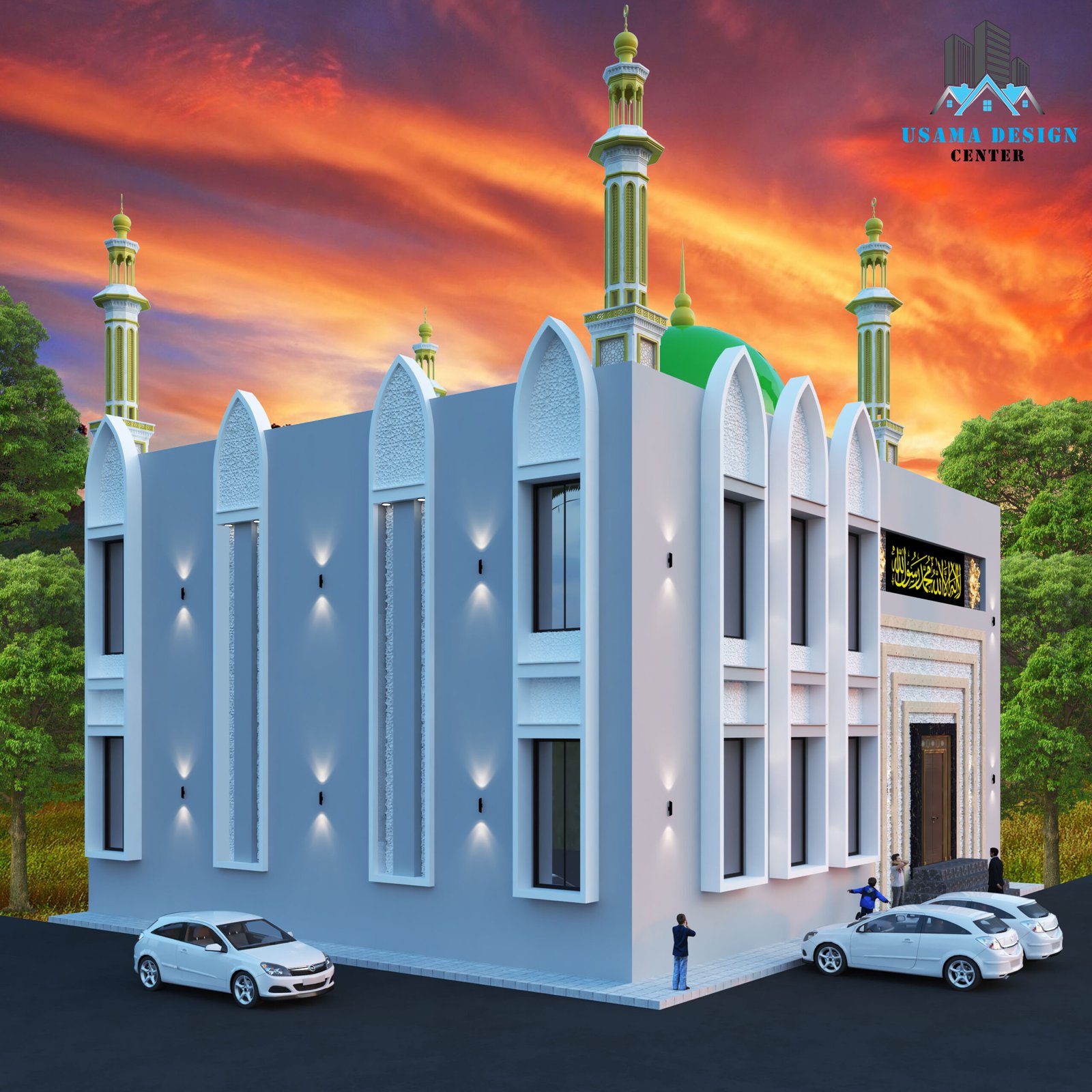 Modern Mosque Side Elevation Design